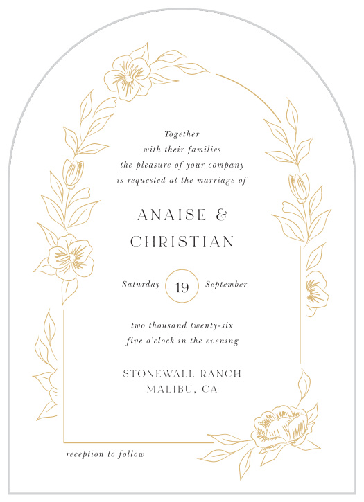 Bring close friends and family together for your big day with our Petit Jardin Wedding Arch Invitations.
