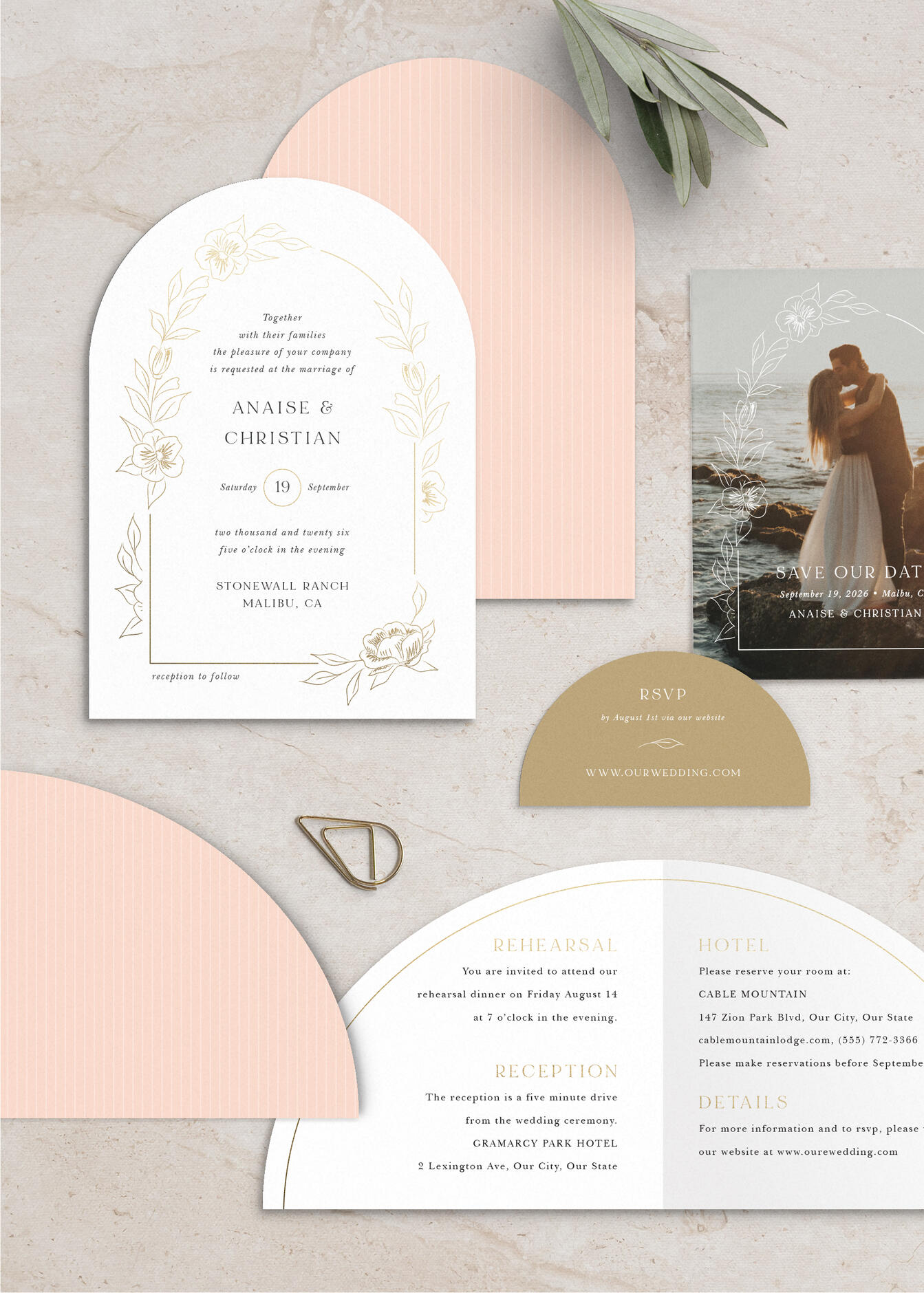 Bring close friends and family together for your big day with our Petit Jardin Wedding Arch Invitations.