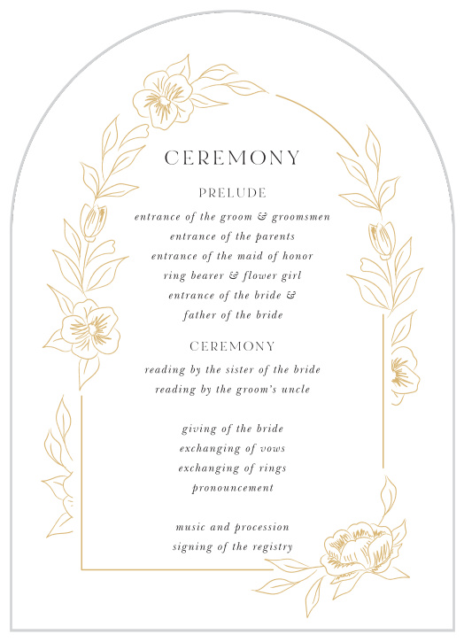 Let family and friends know every step of your ceremony with our Petit Jardin Wedding Arch Programs.