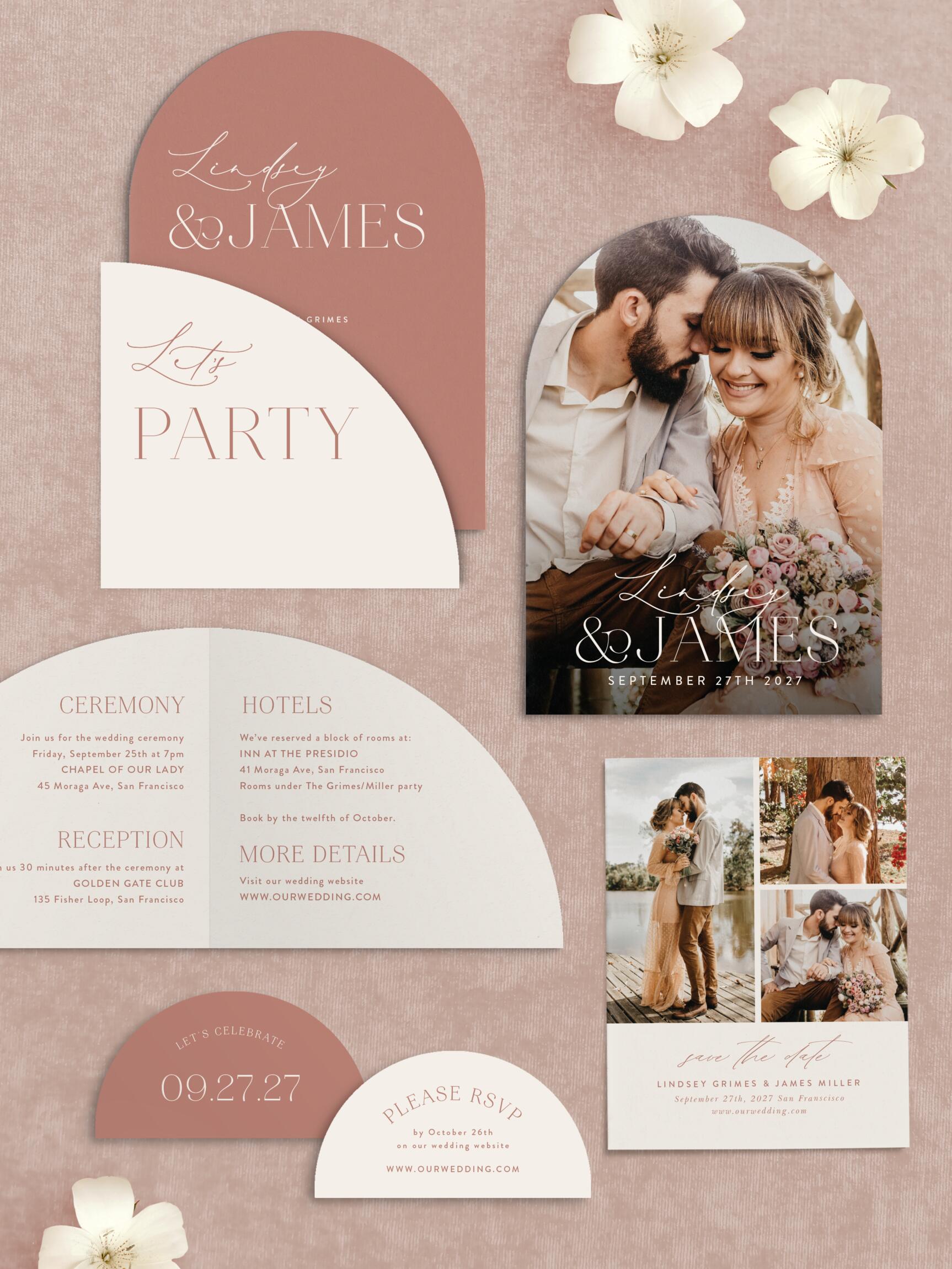 Surround yourself with family and friends on your special day with our Warm Glow Wedding Arch Invitations.