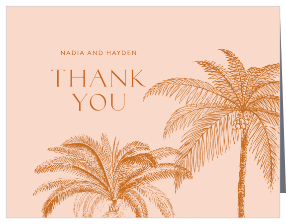 Share your gratitude with our Pretty Palms Wedding Arch Thank You Cards.