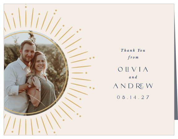 Share your appreciation in stunning style with our Celestial Stars Wedding Arch Thank You Cards.