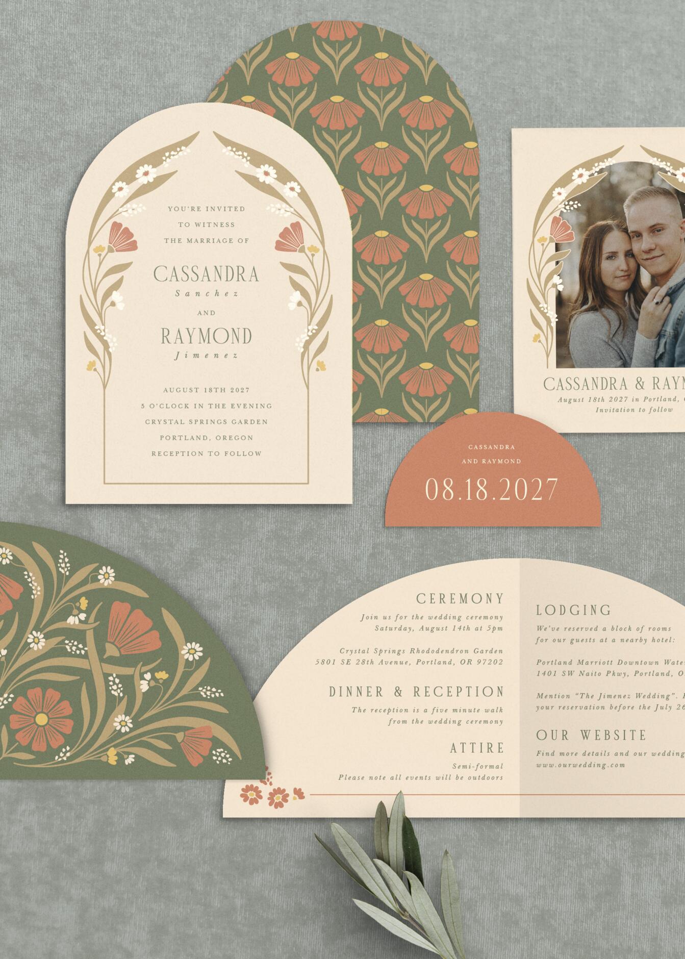 Our Art Nouveau Wedding Arch Invitations bring family and friends together for your special day.