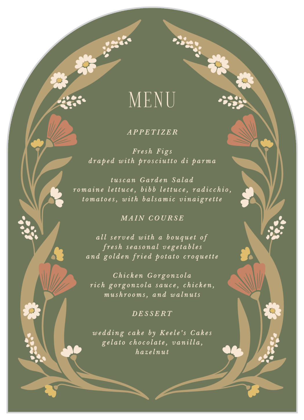 Art Nouveau Wedding Arch Menus by Basic Invite