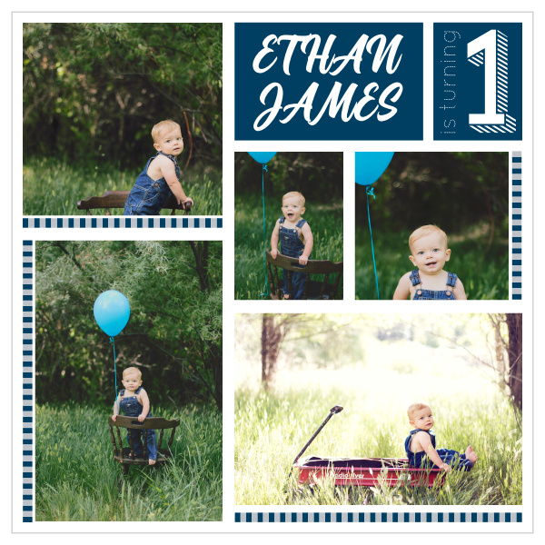 Your guests are going to love this photo themed invite, full of pictures of your adorable little one! Customize the colors and font to match your theme.