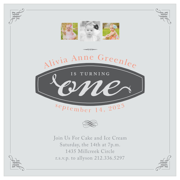 Your guests will be delighted once they recieve The Square Elegance First Birthday Invitation! 
