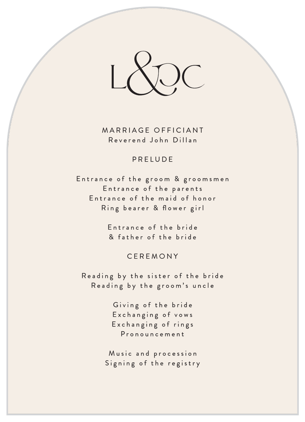 Ever & Ever Wedding Arch Programs