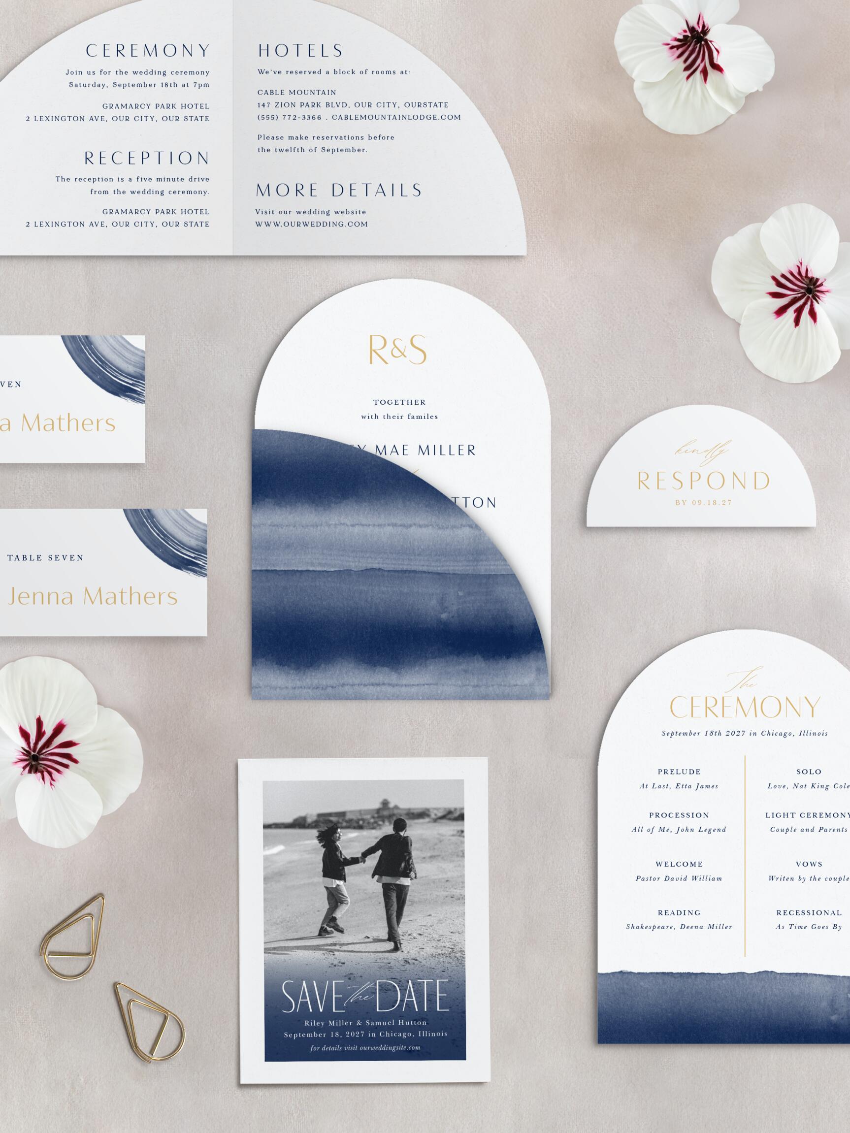Gather family and friends together for your special day when you send out our Arched Brushstrokes Wedding Arch Invitations.