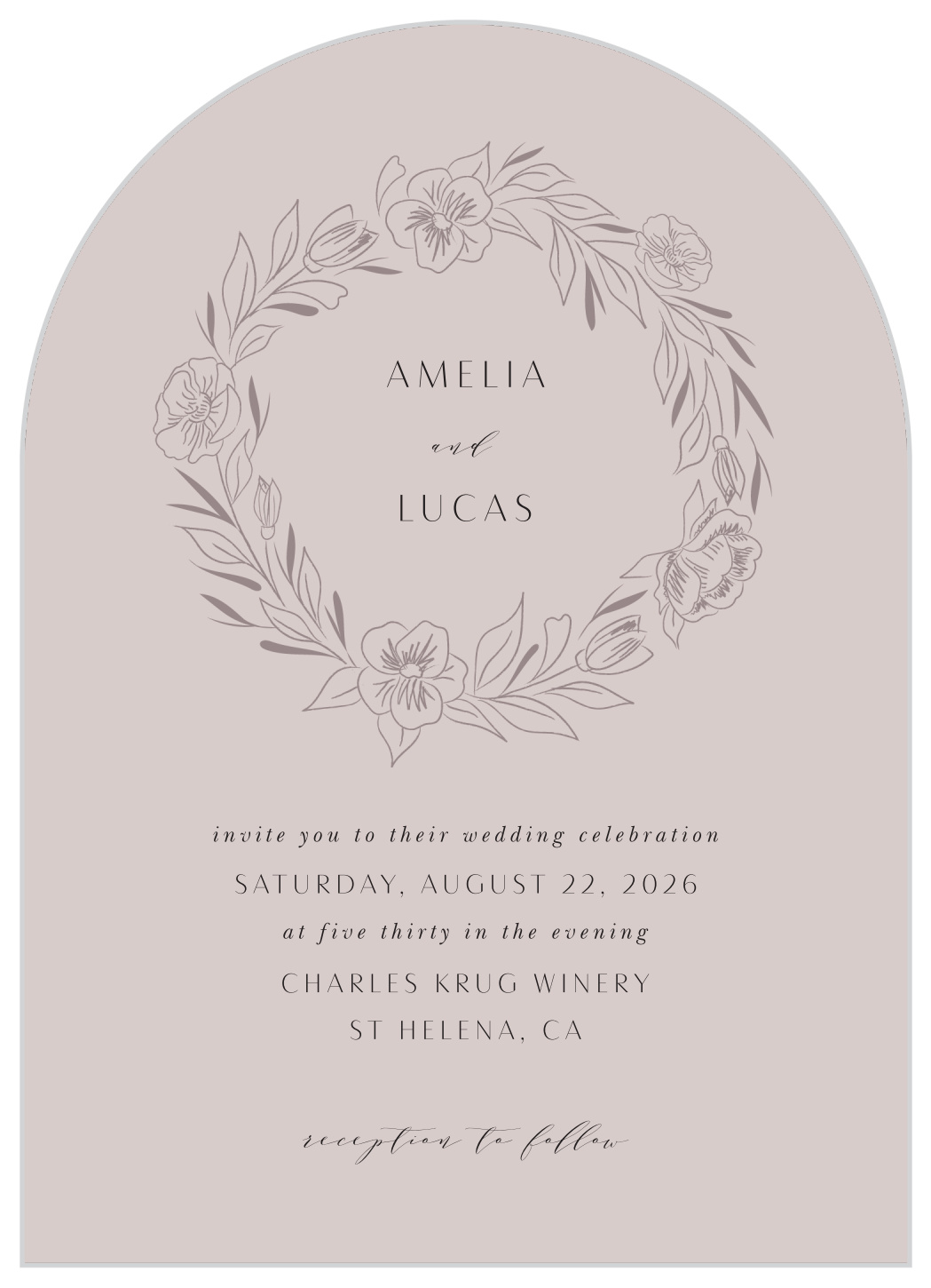 Wreath of Florals Wedding Arch Invitations