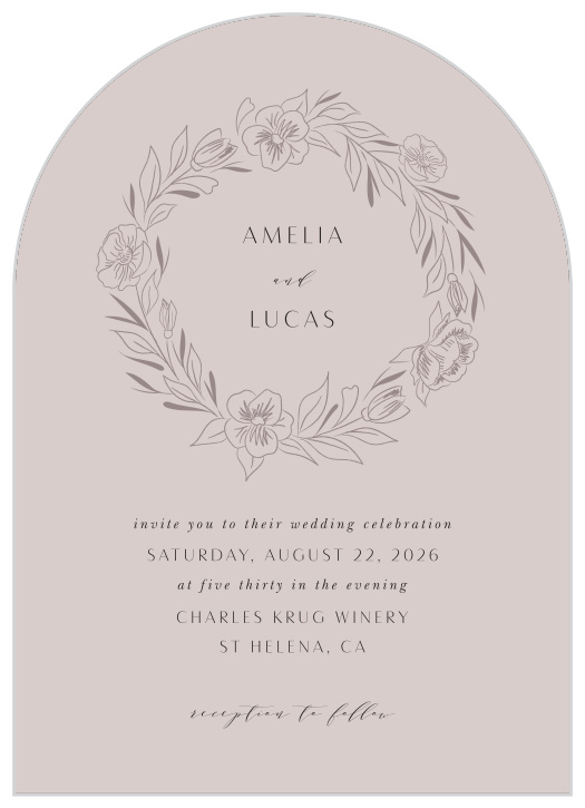 Bring your closest friends and family together for your special day when you send out our Wreath of Florals Wedding Arch Invitations.