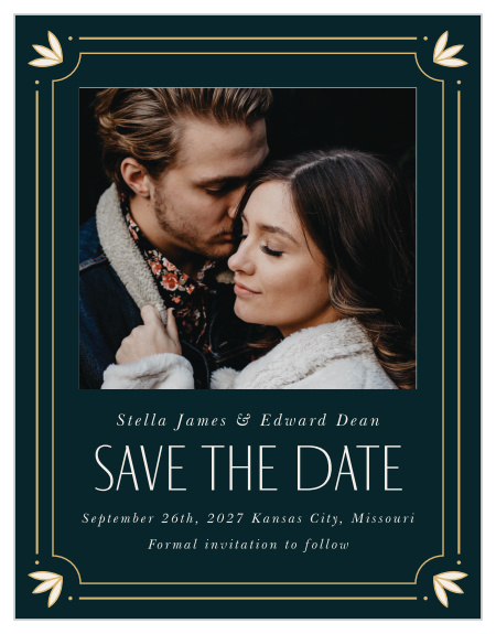 Mark a spot on everyone's calendars with our Deco Poppies Wedding Arch Save the Date Cards.