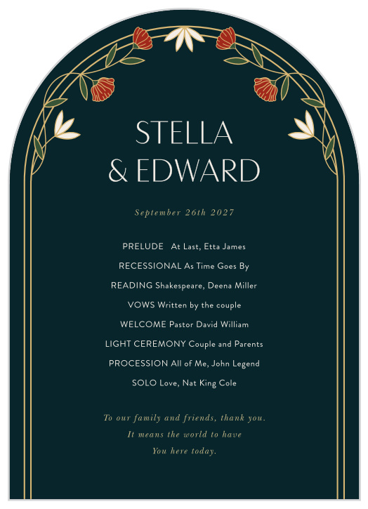 Create the perfect event with our Deco Poppies Wedding Arch Programs.