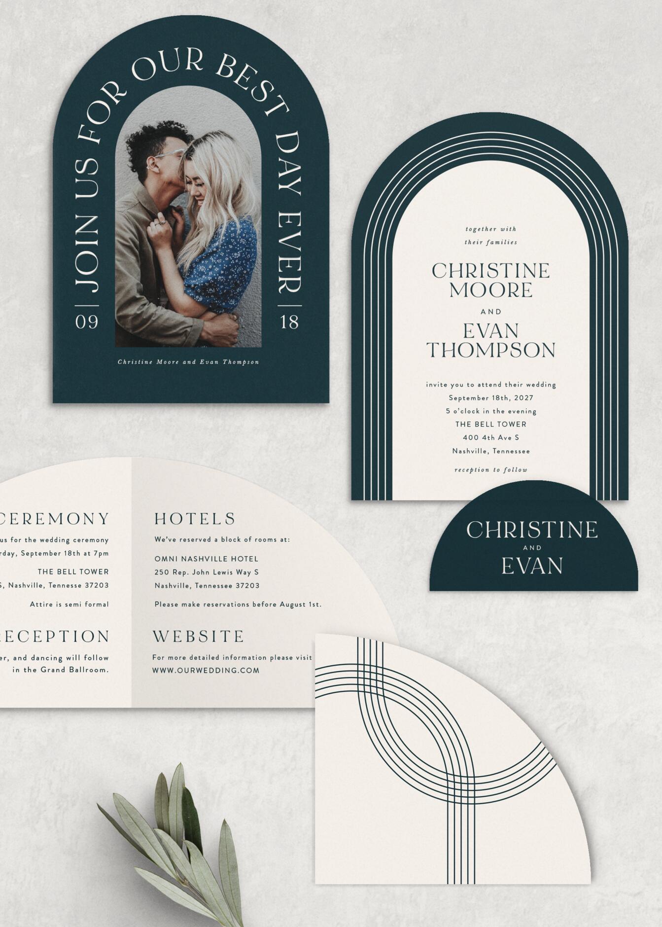 Surround yourself with close friends and family on your special day when you send out our Modern Arches Wedding Arch Invitations.