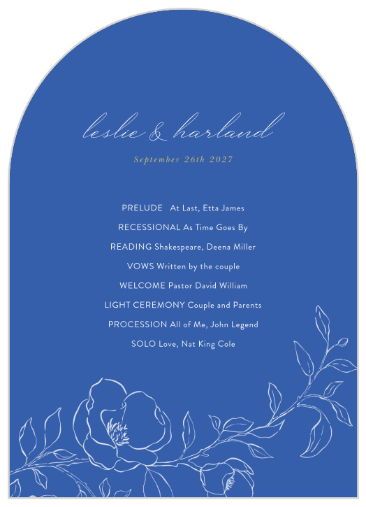 Set the stage for your ceremony with our Summer Magnolias Wedding Arch Programs.