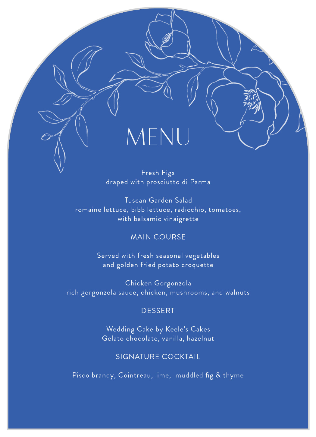 Summer Magnolias Wedding Arch Menus