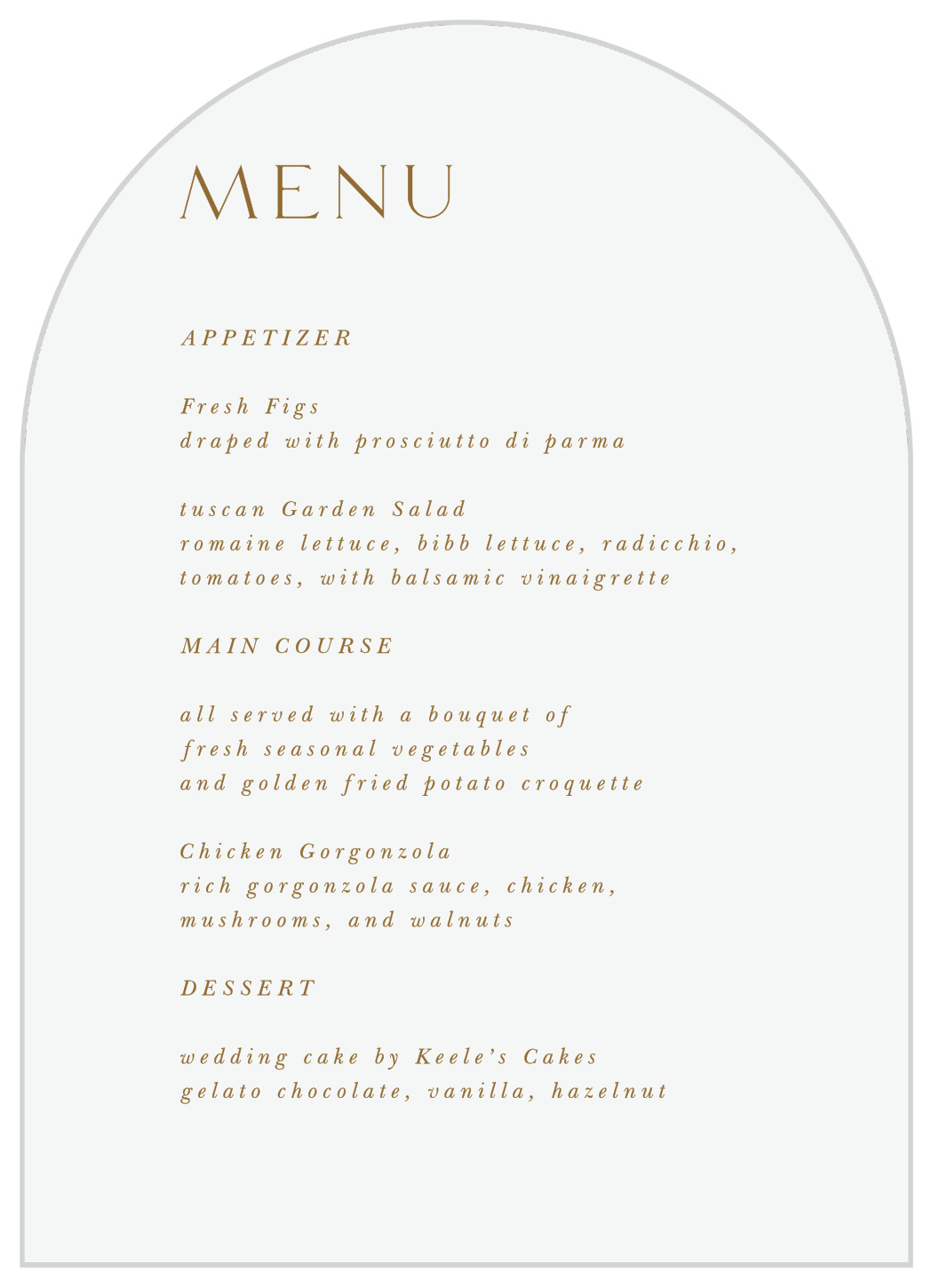 Favorite Photo Wedding Arch Menus