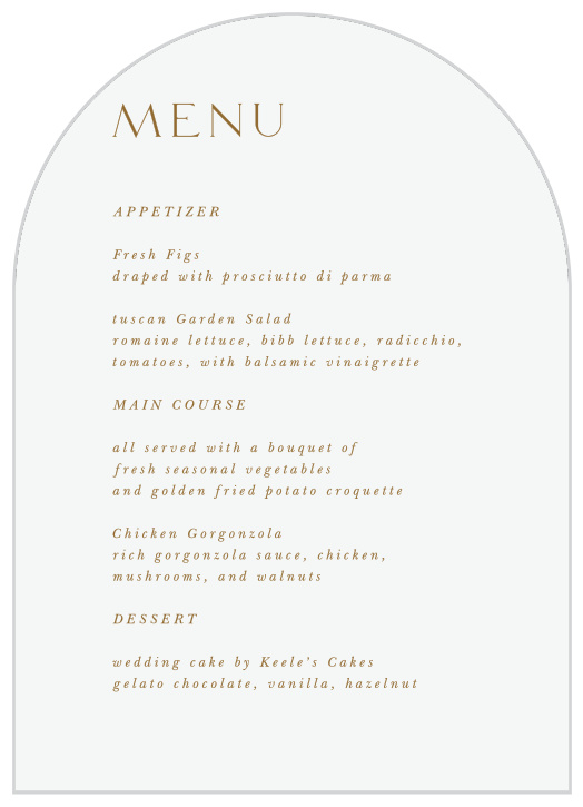 Our Favorite Photo Wedding Menus lets family and friends know what will be served on your special day.