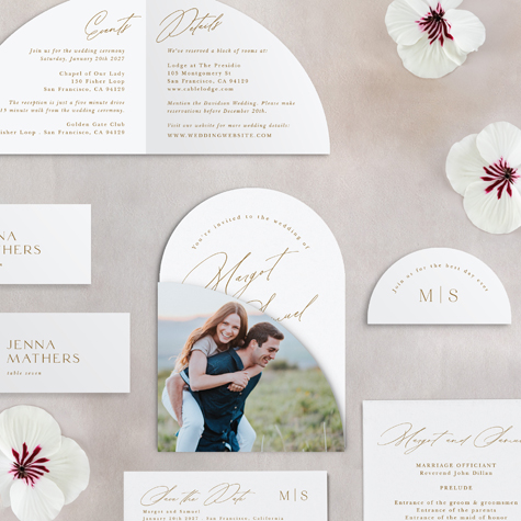Scripty Monogram Wedding Arch Invitations