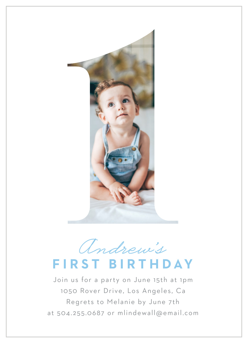 Elegant Photo First Birthday Invitations