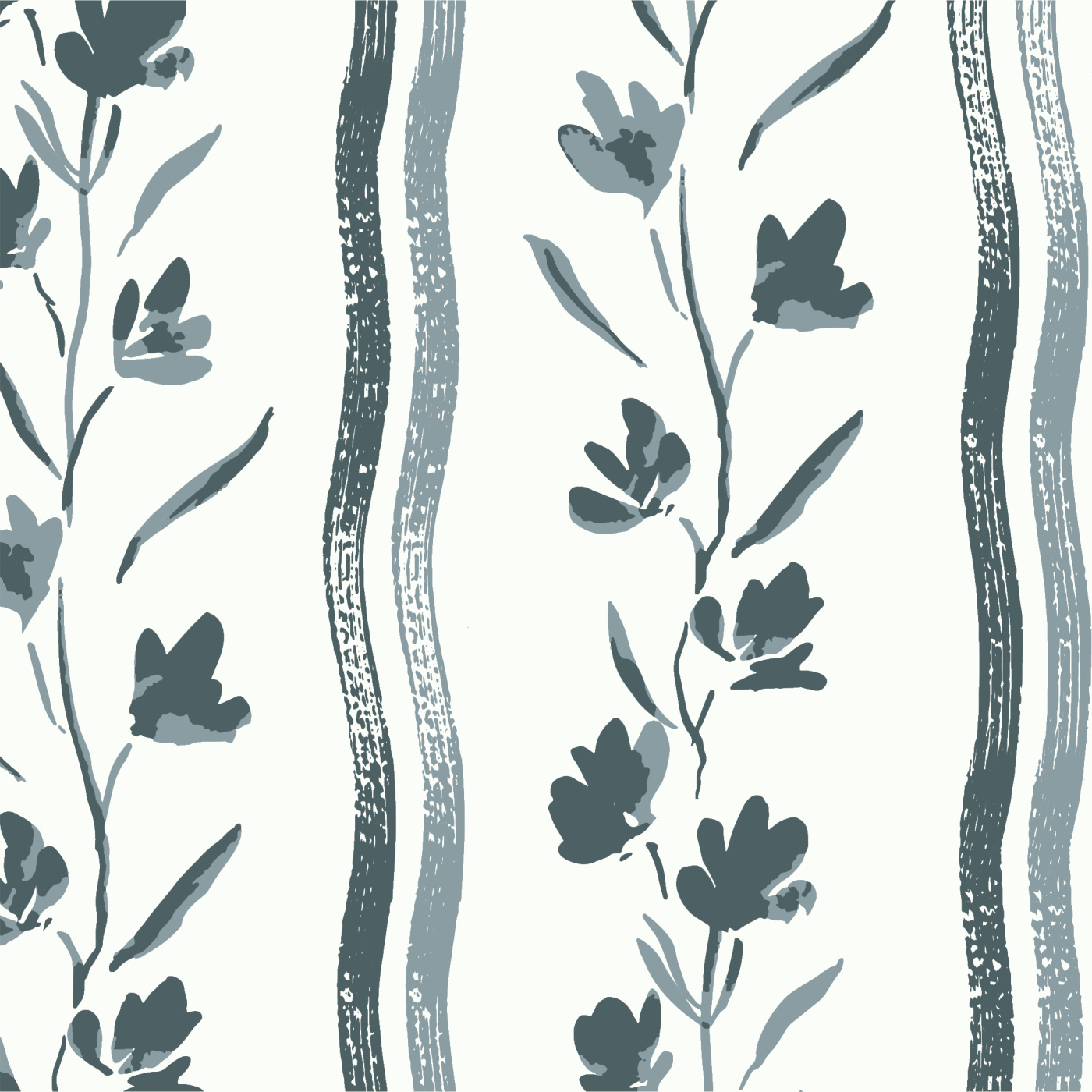 Country Floral Stripe Wallpaper
