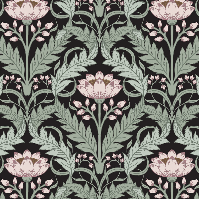 Add an intricate, eye-catching accent wall anywhere in your home with our Art Nouveau Foliage Peel and Stick Wallpaper.