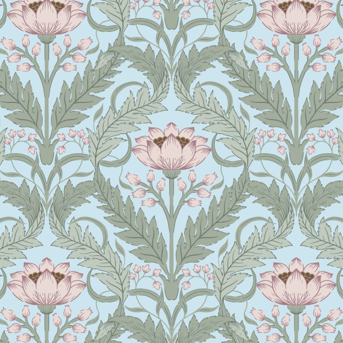 Add an intricate, eye-catching accent wall anywhere in your home with our Art Nouveau Foliage Peel and Stick Wallpaper.