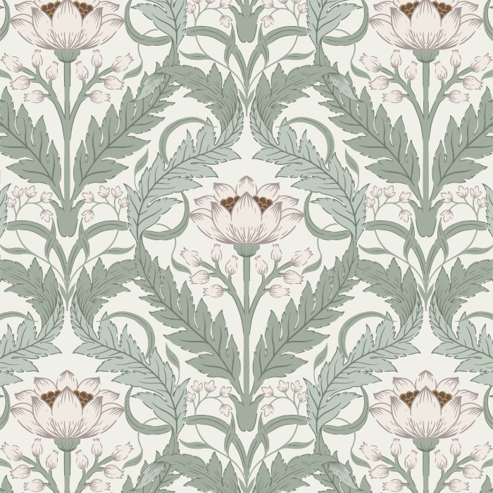 Add an intricate, eye-catching accent wall anywhere in your home with our Art Nouveau Foliage Peel and Stick Wallpaper.