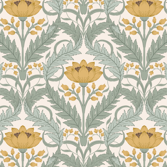 Add an intricate, eye-catching accent wall anywhere in your home with our Art Nouveau Foliage Peel and Stick Wallpaper.