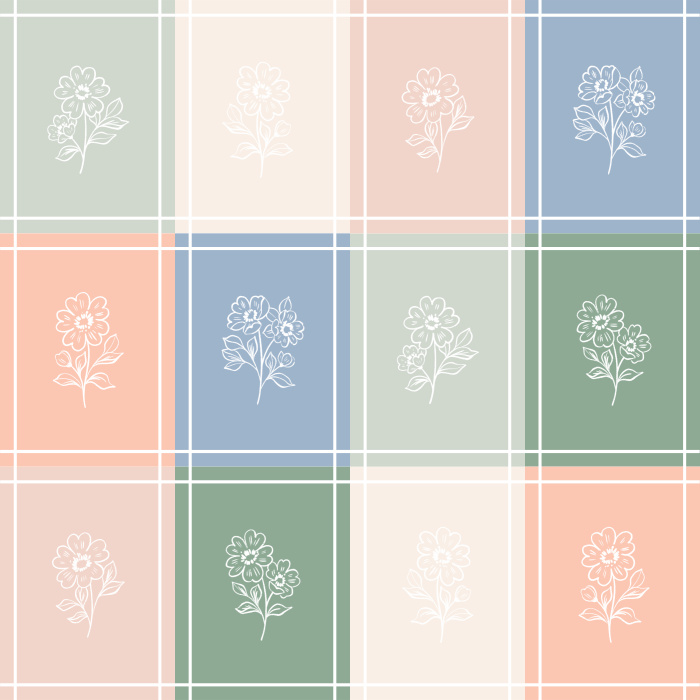 Add the charming look of a quilt to any wall in your home with our Floral Baby Check Peel And Stick Removable Wallpaper.