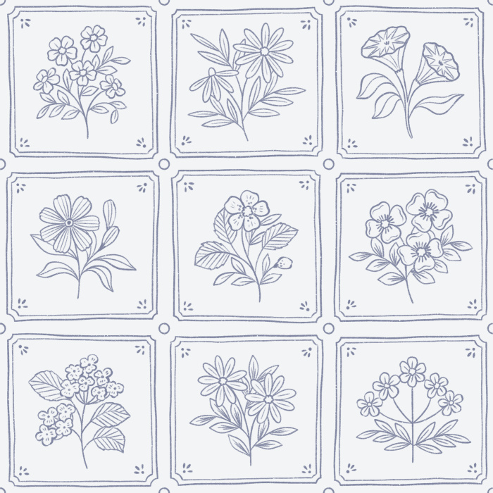 Transform any wall in your home with the classic, eye-catching design of our Floral Delft Tile Peel And Stick Removable Wallpaper.