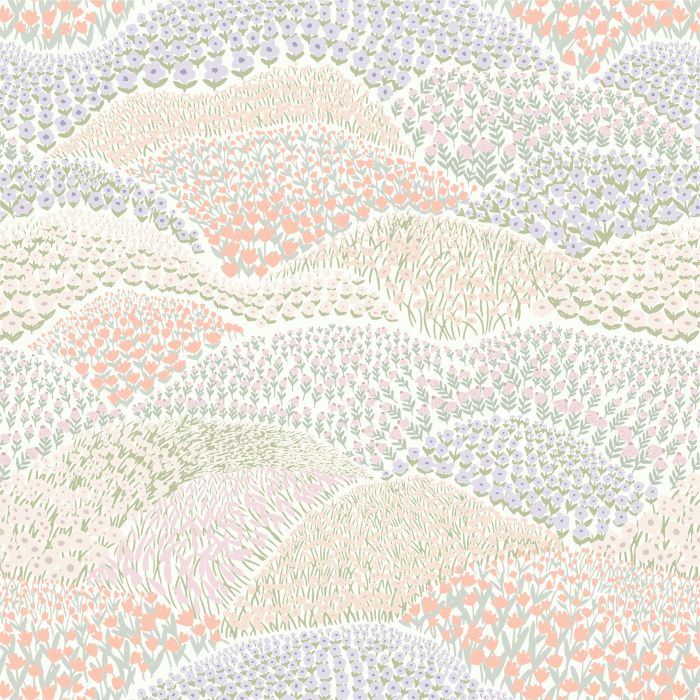 Transform any wall in your home into a cute, hilly garden with our Pastel Meadow Peel And Stick Removable Wallpaper.