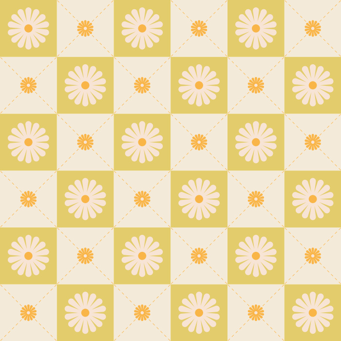 Add a groovy touch to any wall in your home with our Checker Flower Peel And Stick Removable Wallpaper.