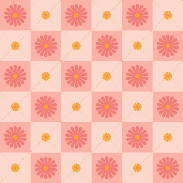 Add a groovy touch to any wall in your home with our Checker Flower Peel And Stick Removable Wallpaper.