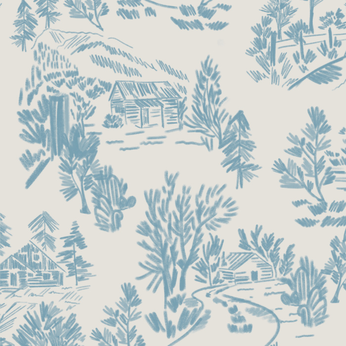 Give your home the vibe you've always wanted with our Cabin in the Woods Toile Peel and Stick Removable Wallpaper.