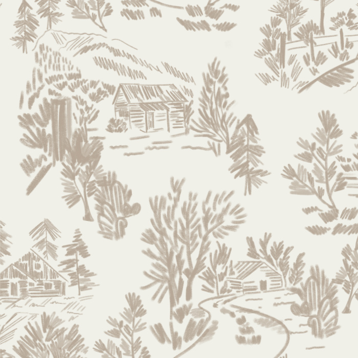 Give your home the vibe you've always wanted with our Cabin in the Woods Toile Peel and Stick Removable Wallpaper.