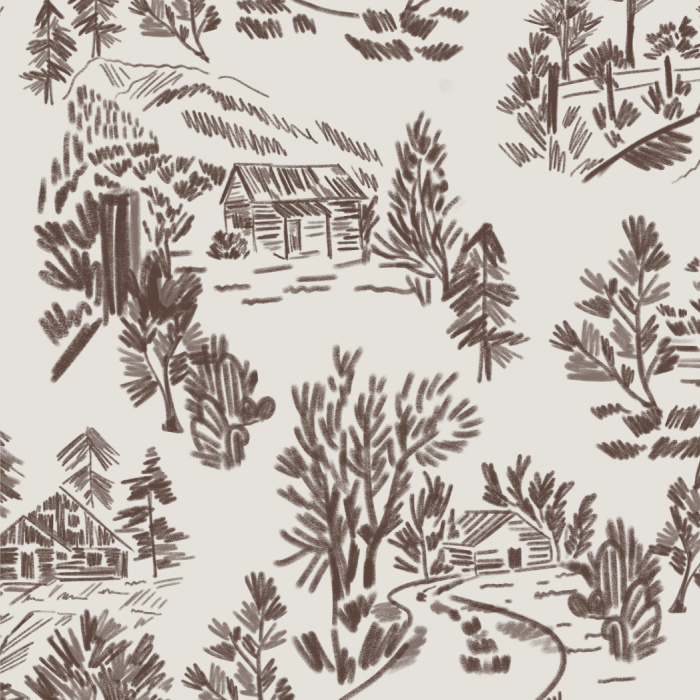 Give your home the vibe you've always wanted with our Cabin in the Woods Toile Peel and Stick Removable Wallpaper.