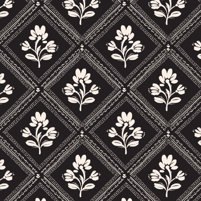 Add a lovely framed vintage look to any wall in your home with our Cubic Blossoms Peel And Stick Removable Wallpaper.