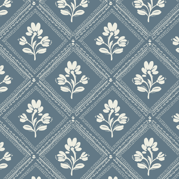 Add a lovely framed vintage look to any wall in your home with our Cubic Blossoms Peel And Stick Removable Wallpaper.