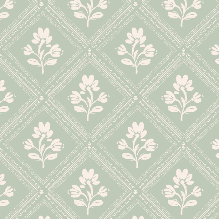 Add a lovely framed vintage look to any wall in your home with our Cubic Blossoms Peel And Stick Removable Wallpaper.