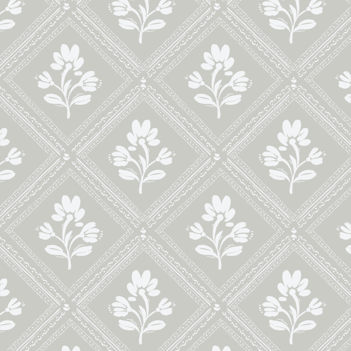 Add a lovely framed vintage look to any wall in your home with our Cubic Blossoms Peel And Stick Removable Wallpaper.