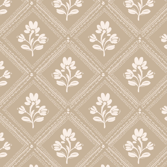 Add a lovely framed vintage look to any wall in your home with our Cubic Blossoms Peel And Stick Removable Wallpaper.