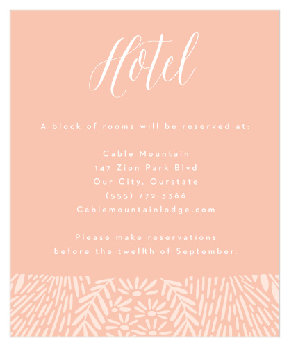 Our Floral Wreath Accommodation Cards recommend the best local hotel to out-of-town family and friends.