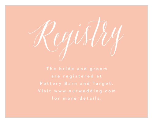 Let family and friends know where you would like your wedding gifts from with our Floral Wreath Registry Cards.
