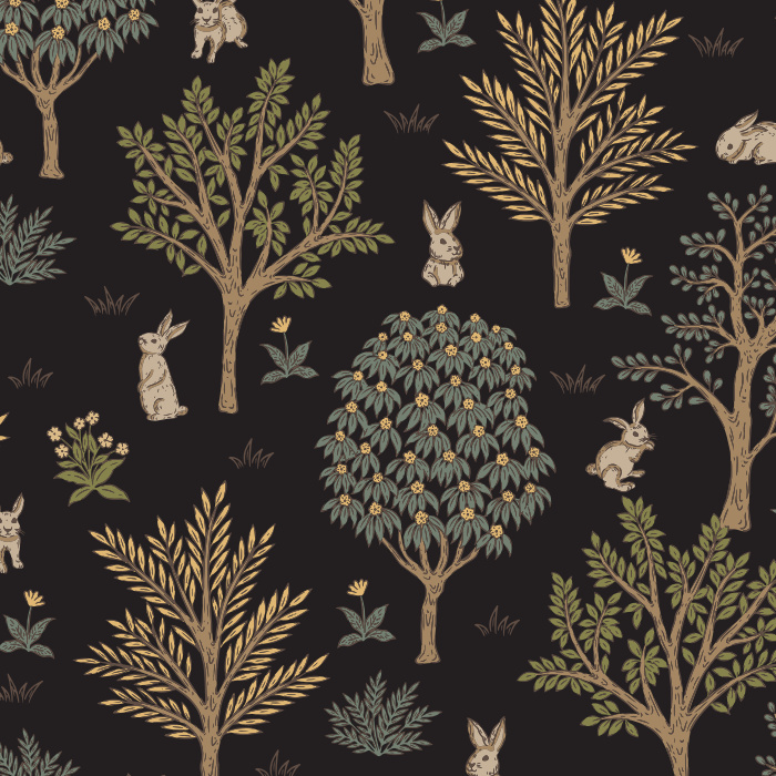 Transform your space into a scene from a storybook with our Woodland Bunnies Peel and Stick Removable Wallpaper.