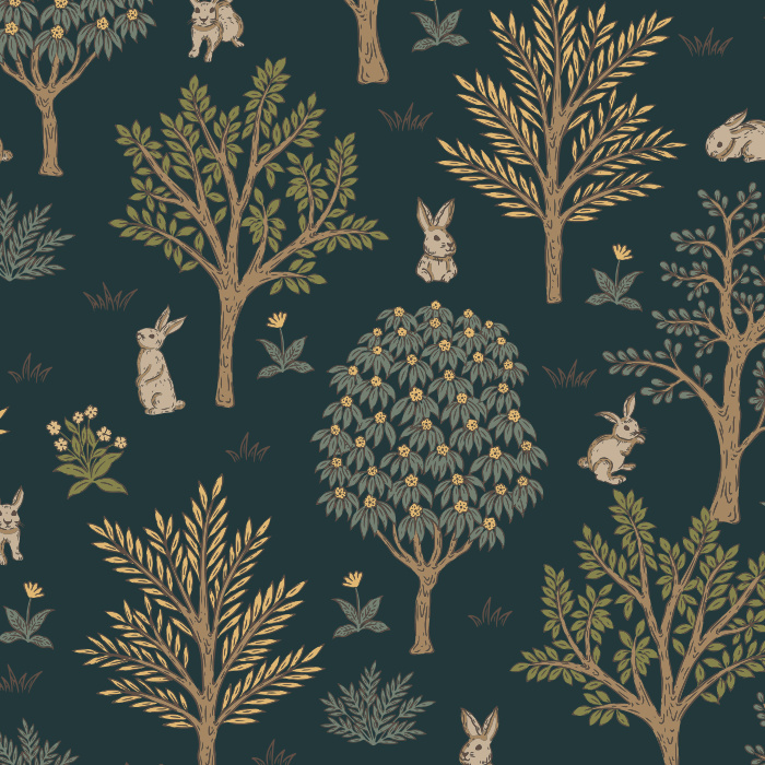 Transform your space into a scene from a storybook with our Woodland Bunnies Peel and Stick Removable Wallpaper.