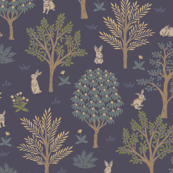 Transform your space into a scene from a storybook with our Woodland Bunnies Peel and Stick Removable Wallpaper.