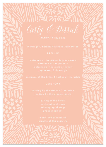 Walk family and friends step-by-step through your ceremony with our Floral Wreath Wedding Programs.