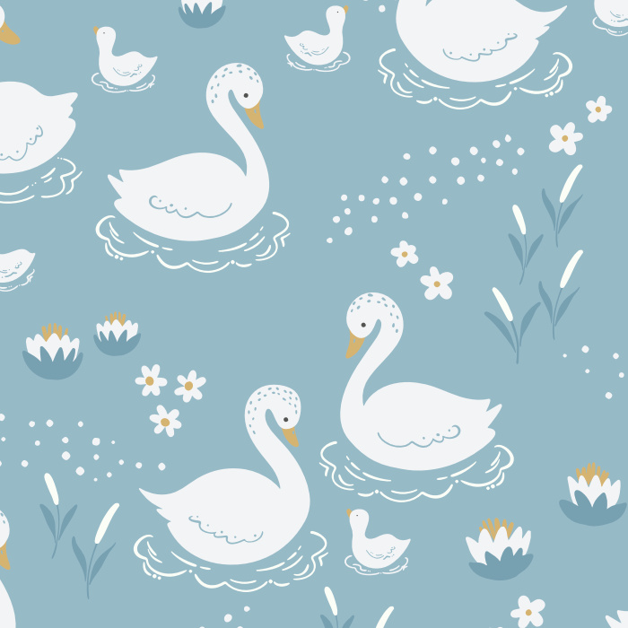 Create an enchanting space with our Swans on the Lake Peel and Stick Removable Wallpaper.