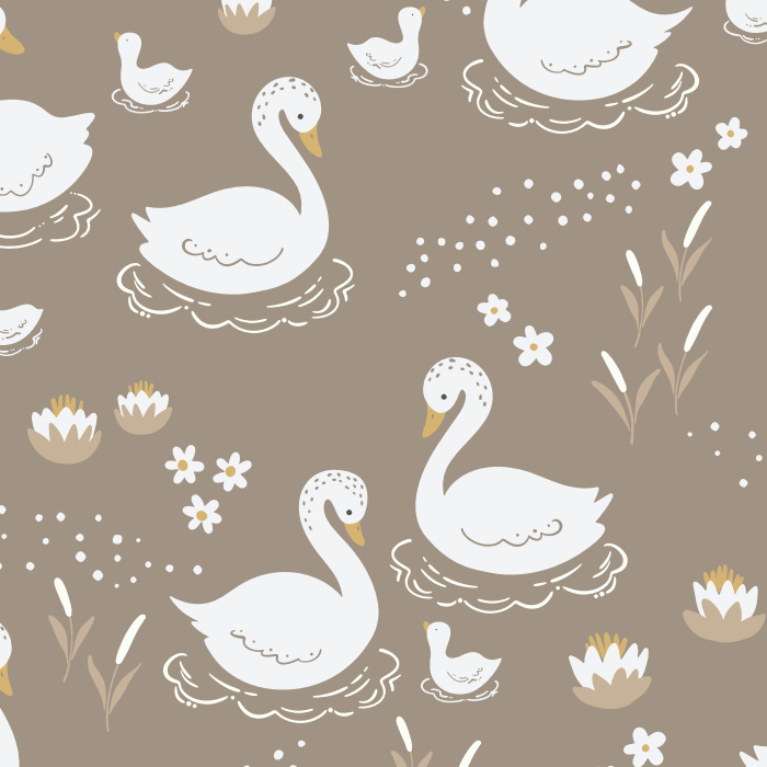 Create an enchanting space with our Swans on the Lake Peel and Stick Removable Wallpaper.