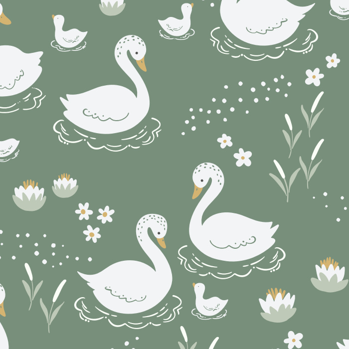 Create an enchanting space with our Swans on the Lake Peel and Stick Removable Wallpaper.